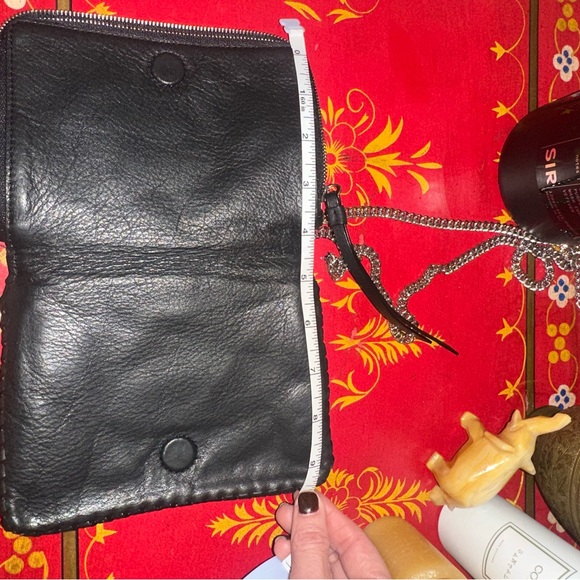 All Saints Black whipstitch cross body purse silver chain - Picture 11 of 13